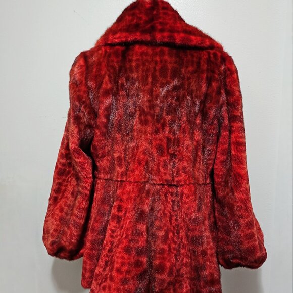 New Real Leopard Animal Print Dotted MINK Fur Coat Jacket Stroller Red Scarlet - Picture 6 of 8